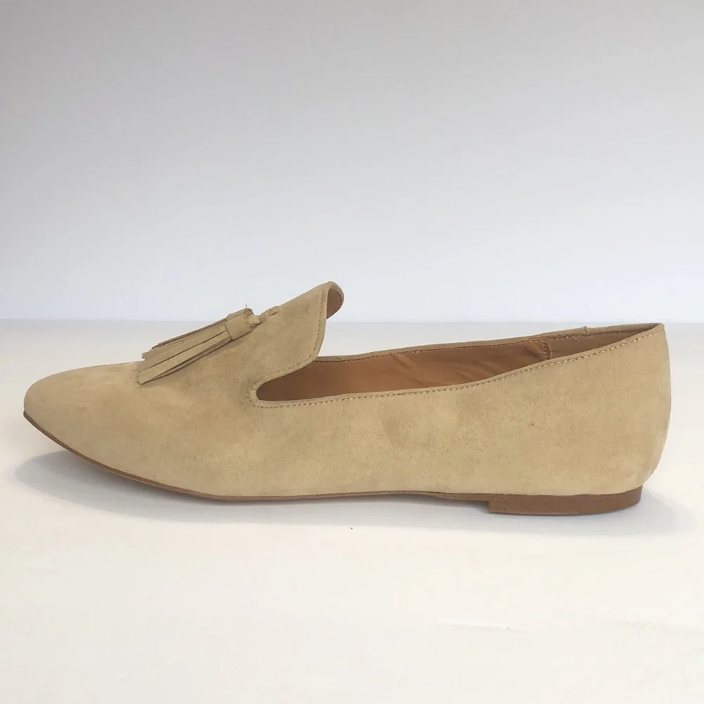 J. Crew Factory Cream Almond Toe Tasseled Slip on Flats size 11